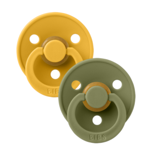 BIBS ΠΙΠΙΛΕΣ COLOUR ROUND-2 PACK-HONEY BEE/OLIVE No2
