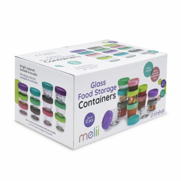 Melii – Glass Baby Food Containers (60 ml set of 6 + 120 ml set of 6)