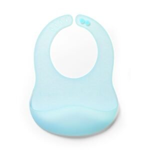 BabyOno: Σαλιάρα σιλικόνης 6m+ με θήκη περισυλλογής τροφίμων-Turquoise
