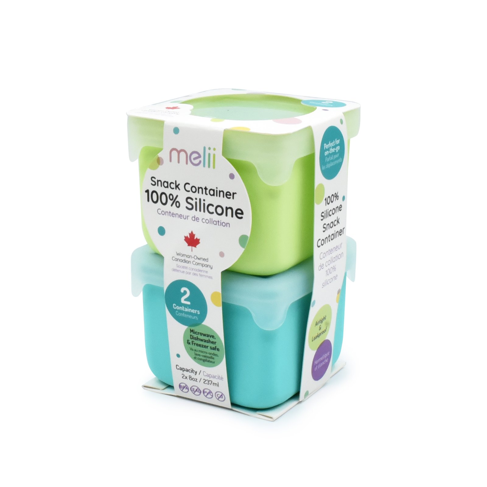 Melii – Δοχείο Σιλικόνης για Σνακ Blue/Lime 2 τεμ.