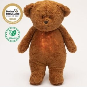 MOONIE 2.0: Επαναφορτιζόμενο βοήθημα ύπνου με ηχογράφηση & αισθητήρα κλάματος – Οργανικό βαμβάκι Caramel