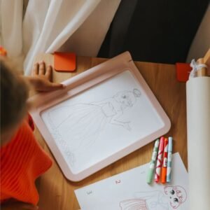 KIDYWOLF: Tablet ζωγραφικής με φως, 2 όψεων με οθόνη LΕD & μαυροπίνακα- Σχέδιο Μόδας