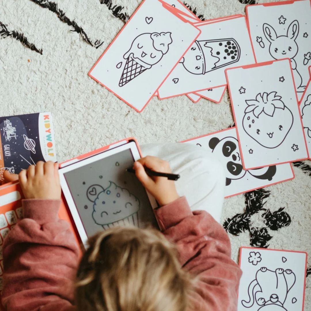 KIDYWOLF: Tablet ζωγραφικής με οθόνη LCD (30 κάρτες)- Kawai - Image 5