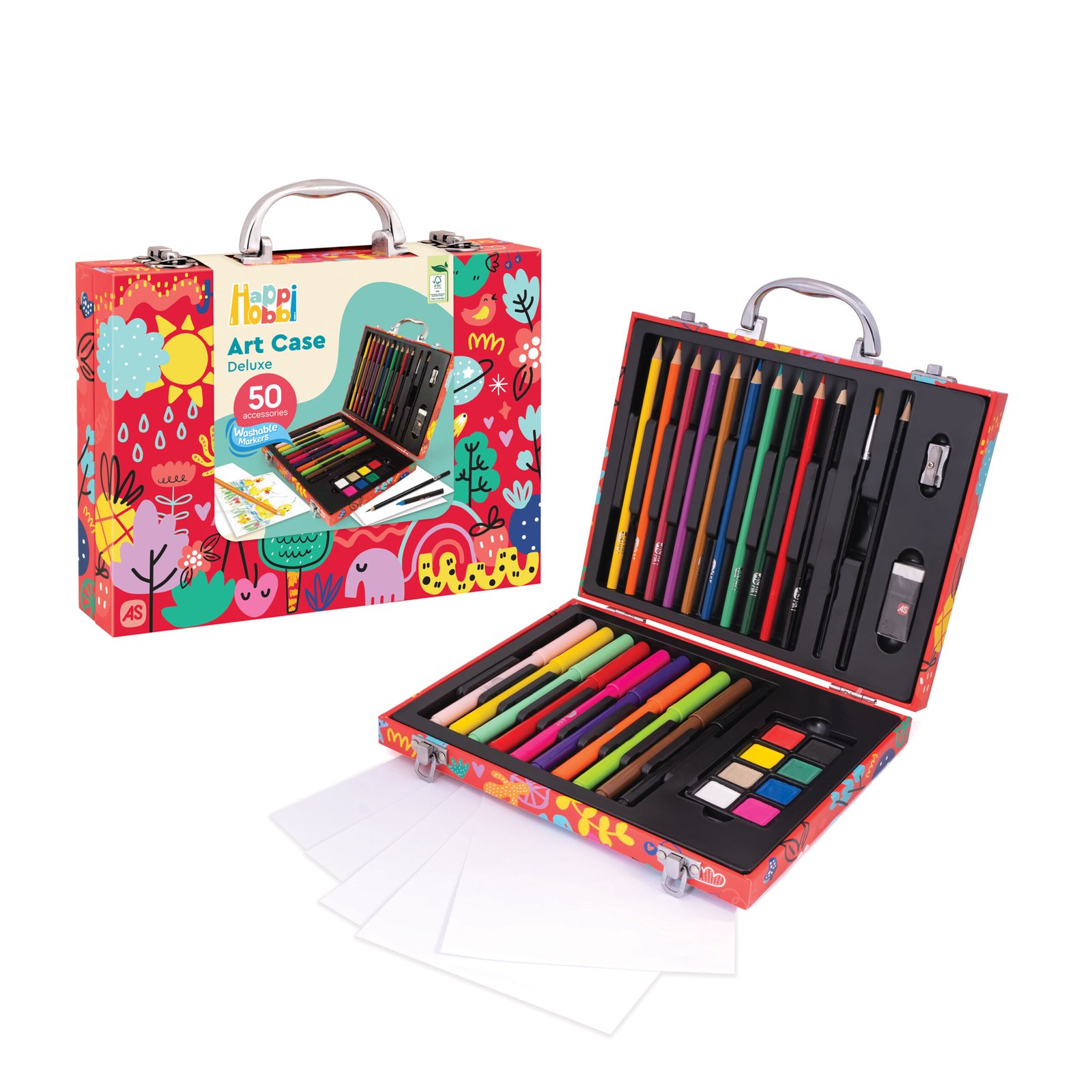 HappiHobbi Κασετίνα Ζωγραφικής Ξύλινη Deluxe My World Με 50 Αξεσουάρ Για 3+ Χρονών - Image 3