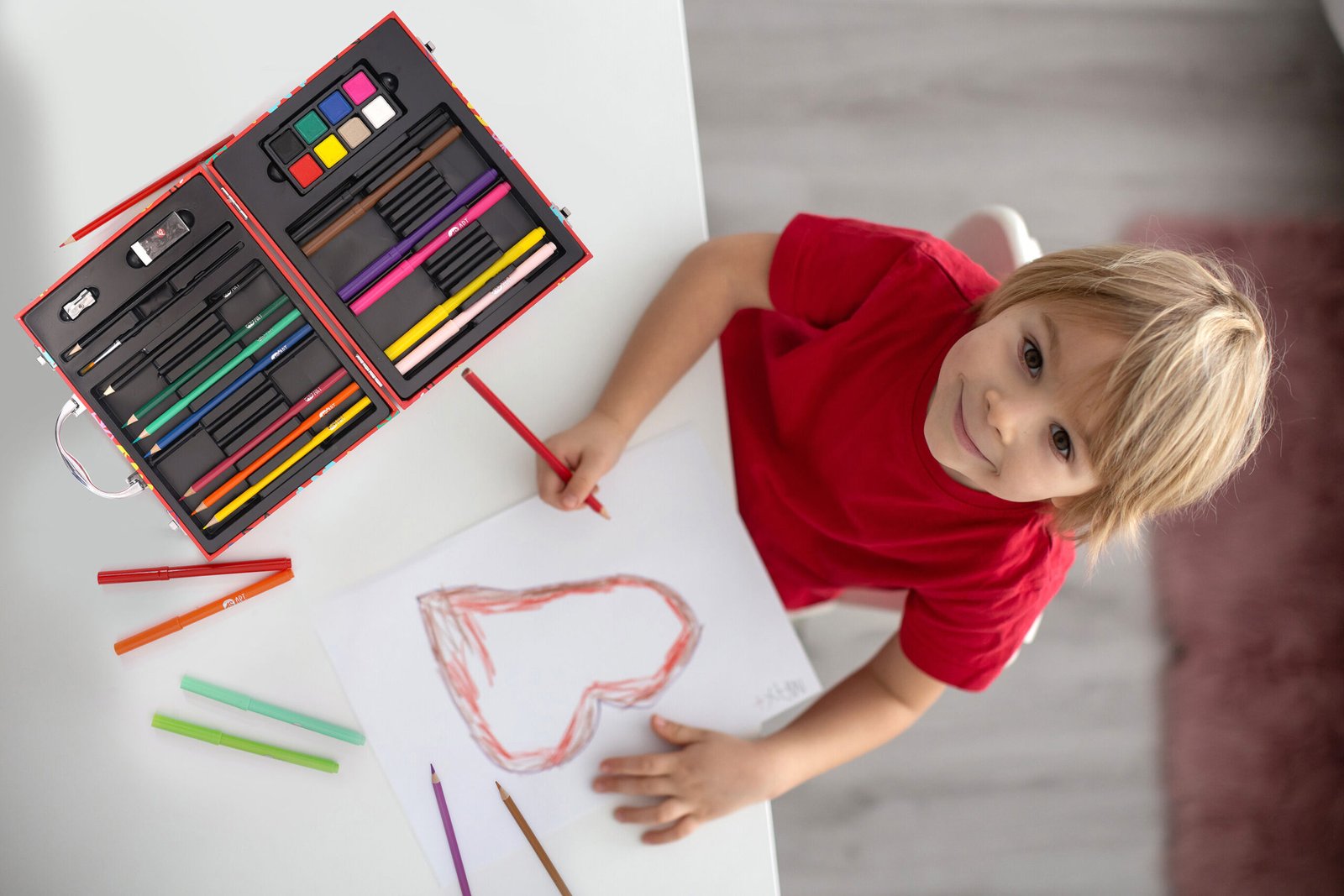 HappiHobbi Κασετίνα Ζωγραφικής Ξύλινη Deluxe My World Με 50 Αξεσουάρ Για 3+ Χρονών - Image 5