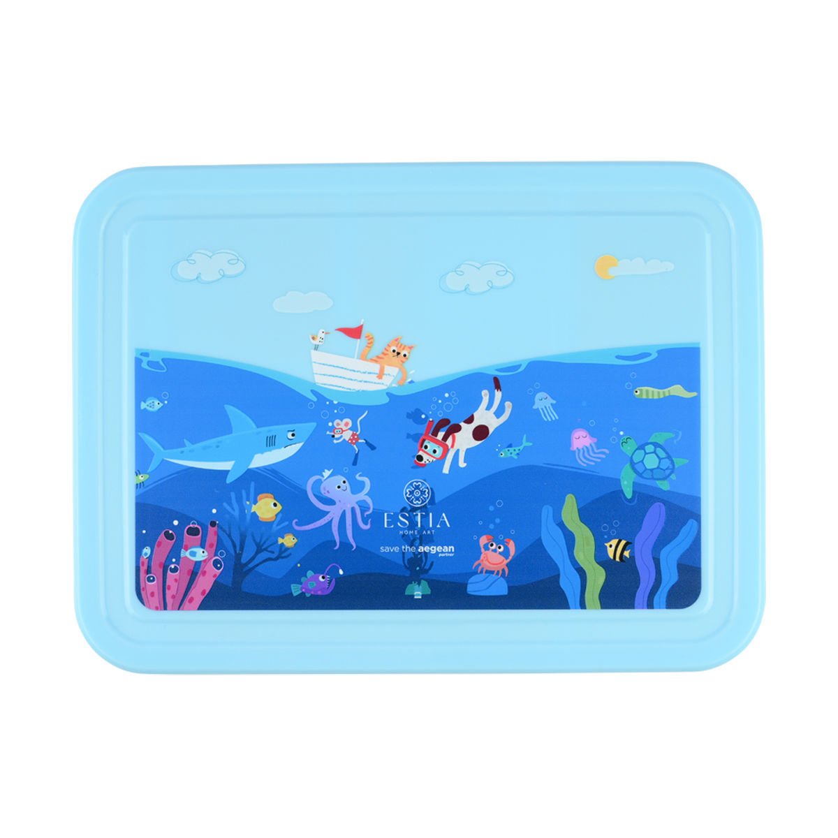 ΠΑΙΔΙΚΟ ΦΑΓΗΤΟΔΟΧΕΙΟ SAVE THE AEGEAN 1330ml ΜΕ 5 ΘΗΚΕΣ OCEAN PLAY - Image 2