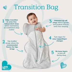 Alternative view of Υπνόσακος LoveToDream – Swaddle up – Transition bag Original 1.0tog Grey – 6-8.5kg – Medium