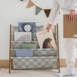 Alternative view of 3Sprouts Βιβλιοθήκη από ανακυκλωμένο ύφασμα, Checkerboard green