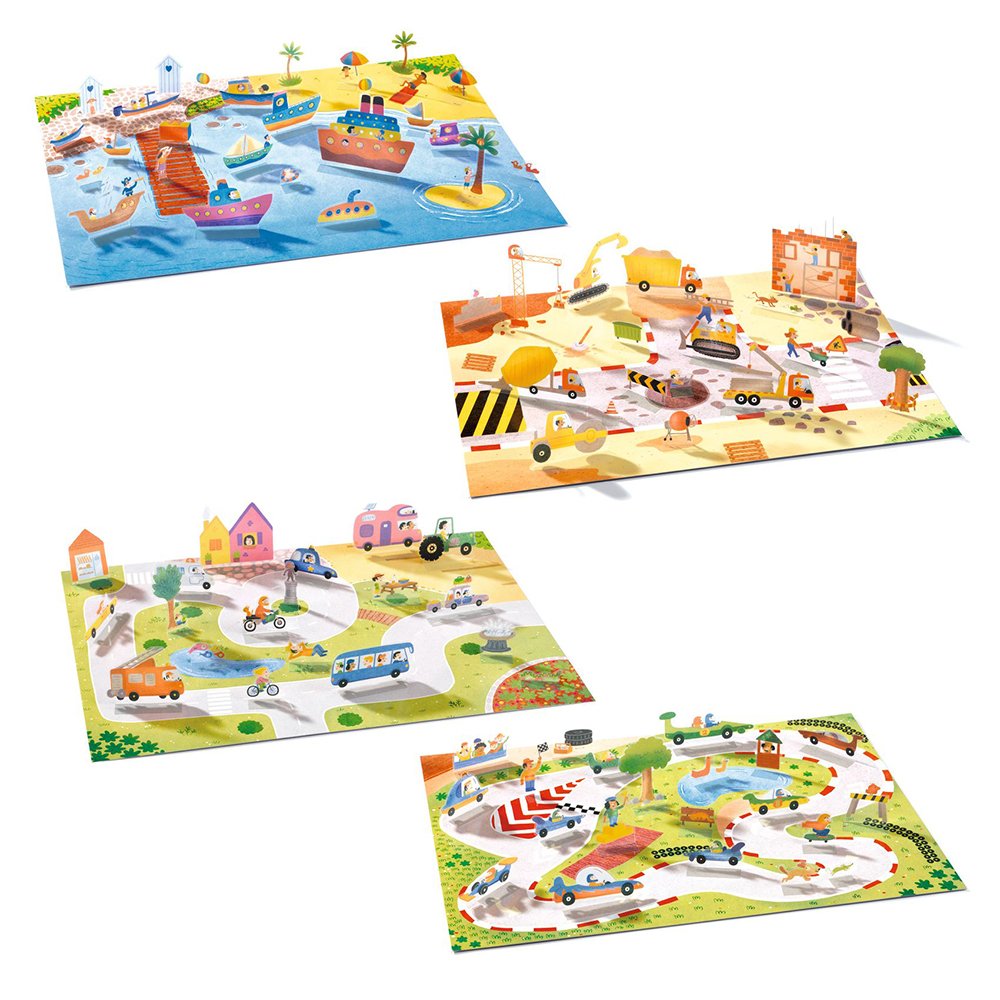 Djeco δημιουργώ 3D εικόνες με αυτοκόλλητα επαναχρησιμοποιούμενα "Οχήματα" - Image 2