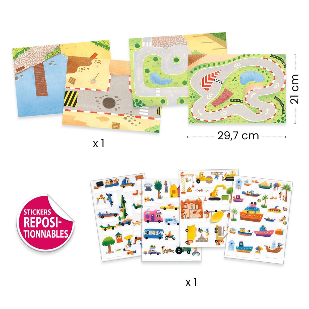 Djeco δημιουργώ 3D εικόνες με αυτοκόλλητα επαναχρησιμοποιούμενα "Οχήματα" - Image 4