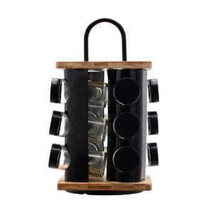 Alternative view of ΒΑΣΗ ΜΠΑΧΑΡΙΚΩΝ BAMBOO ESSENTIALS ΜΕ 12 ΓΥΑΛΙΝΑ ΔΟΧΕΙΑ ΠΕΡΙΣΤΡΕΦΟΜΕΝΗ ΜΑΥΡΗ