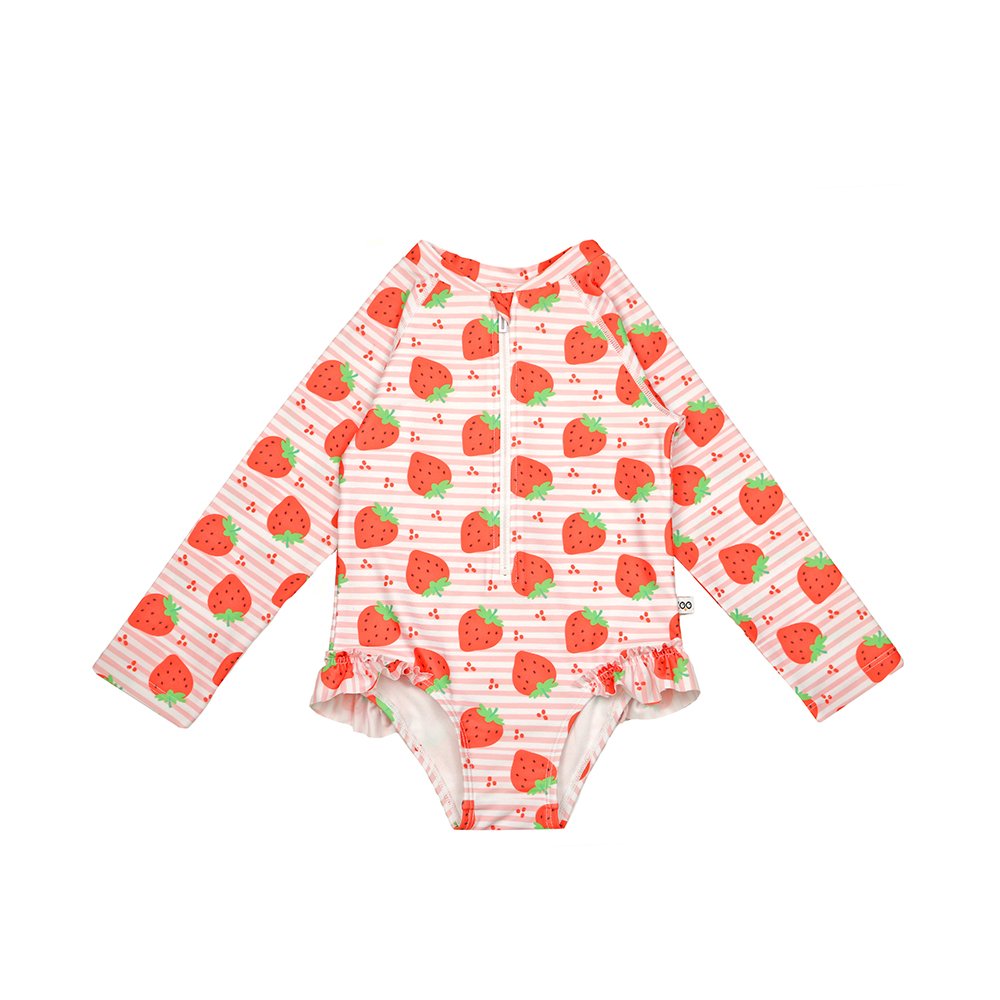 Zoocchini Ολόσωμο Μαγιώ με Μανίκια UV Strawberry 12-24m