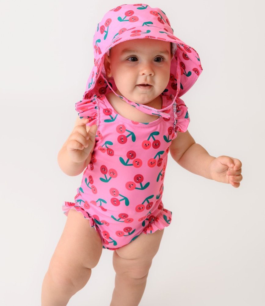 Zoocchini Cape Sunhat UPF50 Cherry 2-4y - Image 2