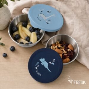 Fresk: Σετ 2 Δοχεία Φαγητού με καπάκι σιλικόνης: Dino
