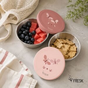 Fresk: Σετ 2 Δοχεία Φαγητού με καπάκι σιλικόνης: Butterfly