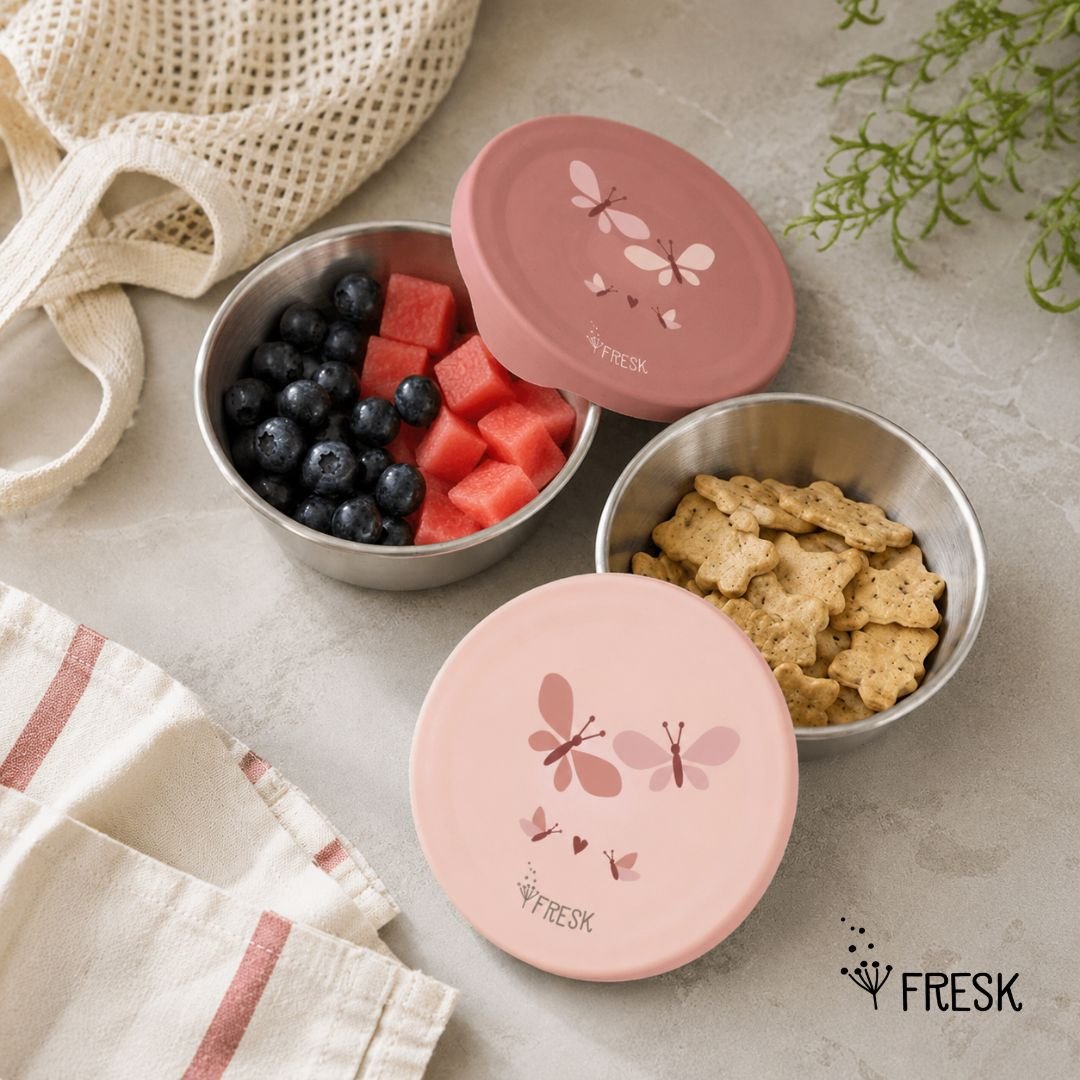 Fresk: Σετ 2 Δοχεία Φαγητού με καπάκι σιλικόνης: Butterfly