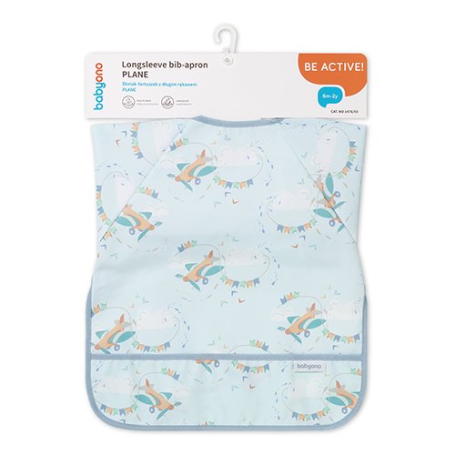 BabyOno: Αδιάβροχη σαλιάρα με μακρύ μανίκι 6m+ - PLANE - Image 4