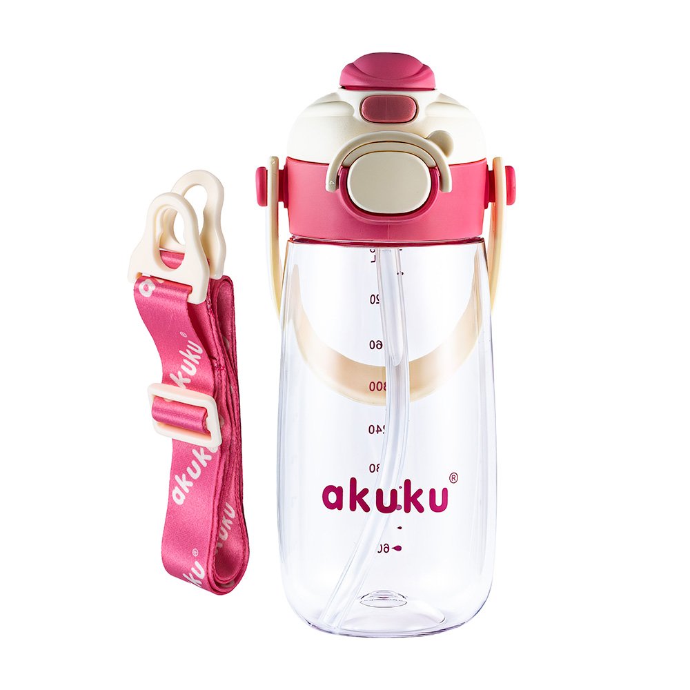 Akuku – Παγούρι Tritan Nερού 480 ml Mε Kαλαμάκι Ροζ