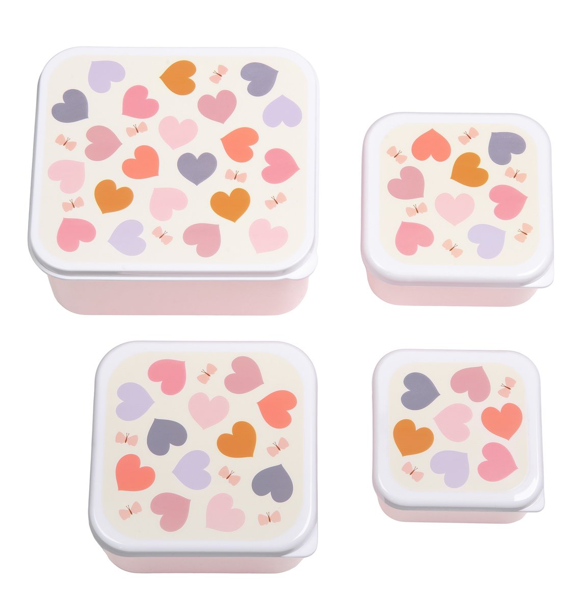 A little lovely company: Σετ 4 δοχεία φαγητού Lunch & Snack Box -Hearts - Image 3