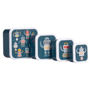 Alternative view of A little lovely company: Σετ 4 δοχεία φαγητού Lunch & Snack Box -Robots