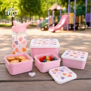 A little lovely company: Σετ 4 δοχεία φαγητού Lunch & Snack Box -Hearts