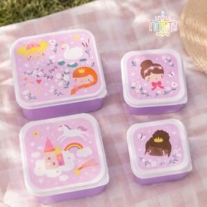 A little lovely company: Σετ 4 δοχεία φαγητού Lunch & Snack Box -Princesses