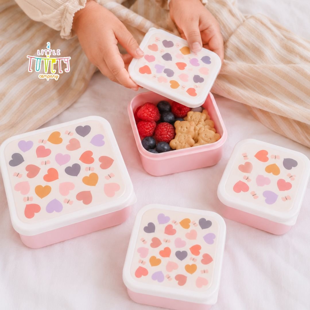 A little lovely company: Σετ 4 δοχεία φαγητού Lunch & Snack Box -Hearts - Image 2