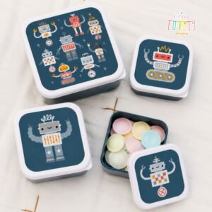 A little lovely company: Σετ 4 δοχεία φαγητού Lunch & Snack Box -Robots
