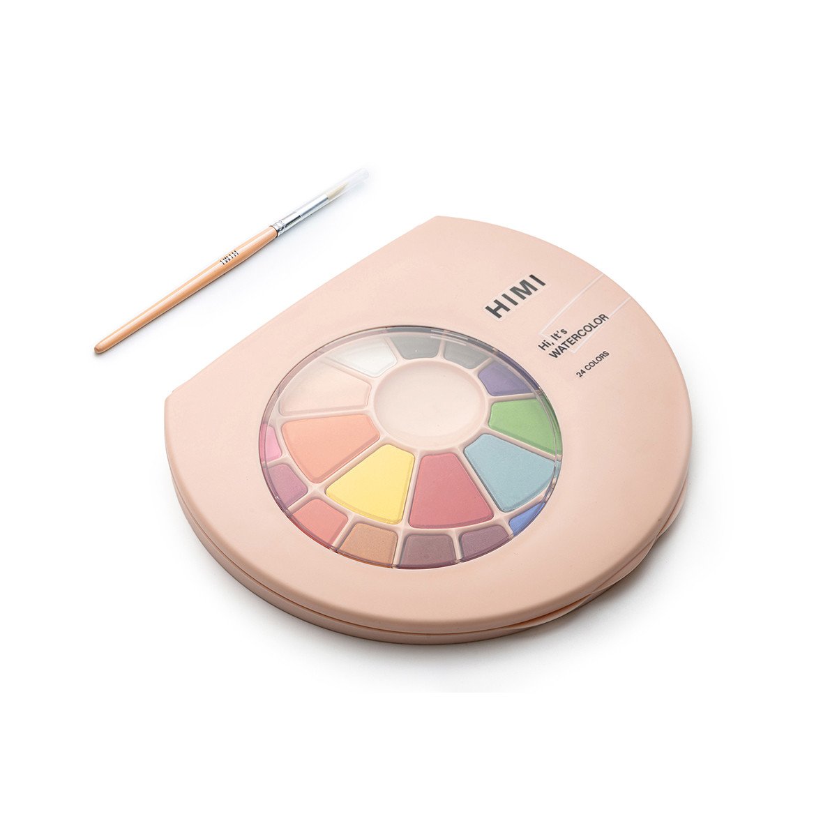HIMI Σετ 24 Ακουαρέλας Χρωμάτων Solid Watercolour με Πινέλο - Pink Case - Image 2