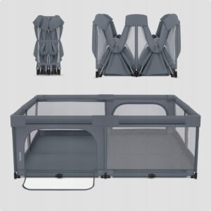 Lionelo Florence XL Easy Fold Πάρκο 180X200cm Gray Stone