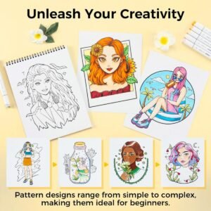 Alternative view of Ohuhu Bleedproof Coloring Book Portraits of Joy