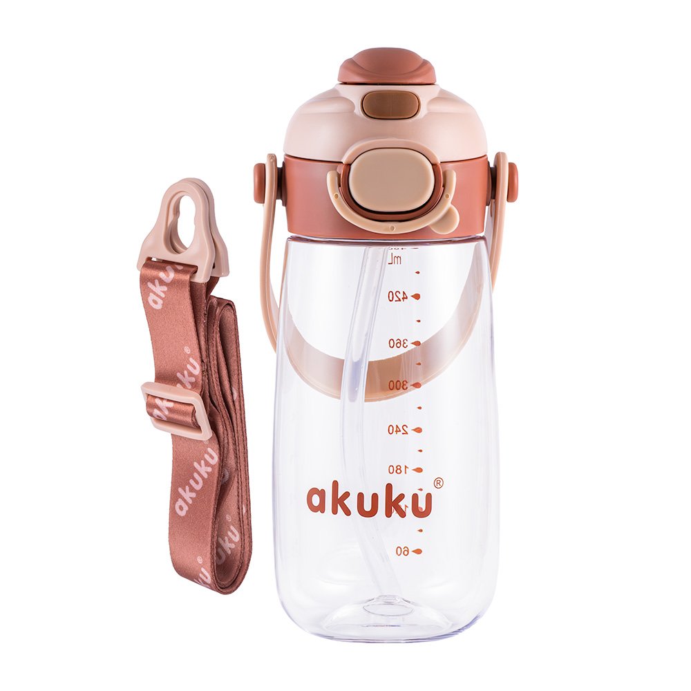 akuku – Παγούρι Tritan Nερού 480 ml Mε Kαλαμάκι - Καφέ
