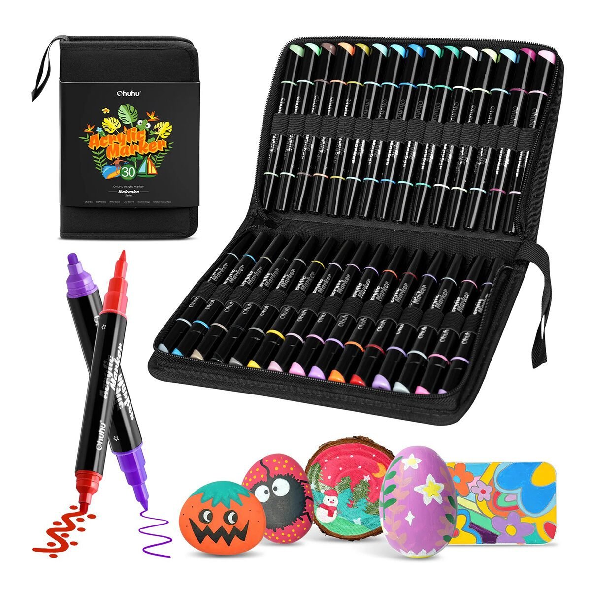 Ohuhu Acrylic Markers Σετ Ανεξίτηλων Ακρυλικών Μαρκαδόρων 30 Χρωμάτων - Image 5