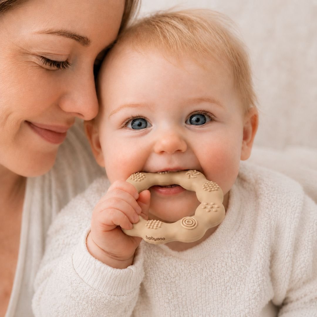 BabyOno: Μασητικό από μαλακή σιλικόνη - Κρίκος μπεζ - Image 3
