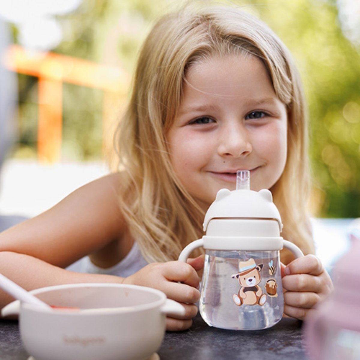 BabyOno: Παιδικό ποτηράκι με καλαμάκι και βαρίδι 270ml (non spill) - Μπεζ - Image 3
